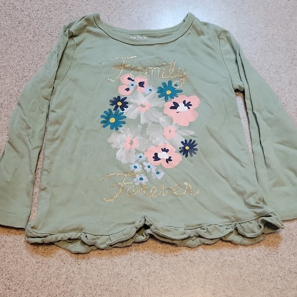 Carter's Olive Long Sleeve Tee with Floral Print SIZE 3T